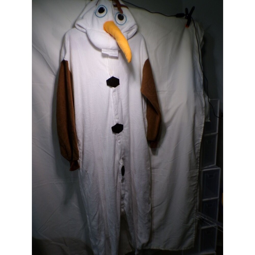 Unisex Snowman Olaf Costume Pajamas White Carrot Hood Size L
